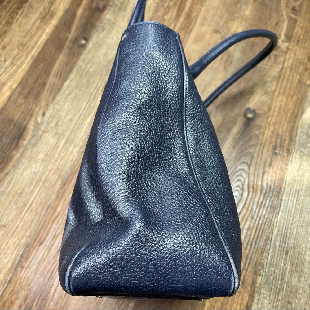 Kate Spade Navy Blue Perforated Pebbled Leather Satchel Shoulder Handbag - Picture 7 of 15
